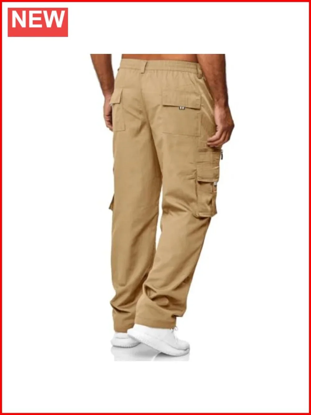 Men's Cargo Jogger Pants 6-Pocket Cotton Spandex Relaxed Fit Straight Leg